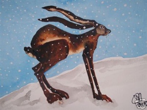 Hare in Snow ecard