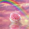 A rainbow between two hearts eCard